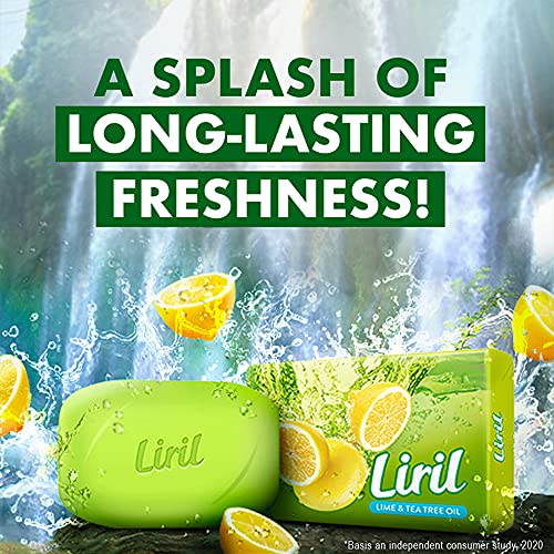 Liril Lemon & Tea Tree Natural Bathing Soap for Body 125 g (Combo Pack of 6) Refreshing Bath Soap Bar for Men & Women - Sulphate Free|| Paraben Free