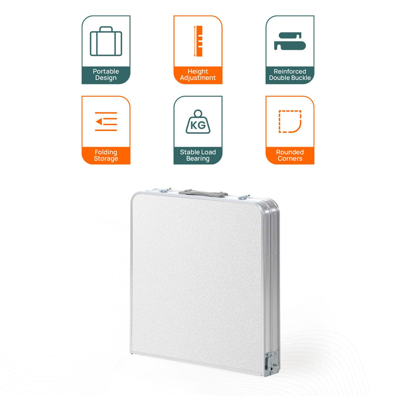Corvids 4 Feet Multipurpose Aluminium Folding Camping Table with Carrying Handle | Height Adjustable Table for Picnic, Hiking, Garden, Home, Office, Outdoor & Indoor Use