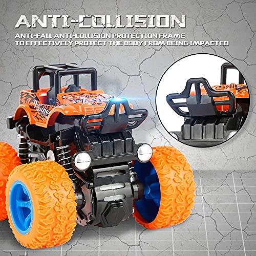 VGRASSP Mini Monster Trucks Friction Powered Cars for Kids, Toddler Toys Inertia Car Toys (Stunt Car Single)