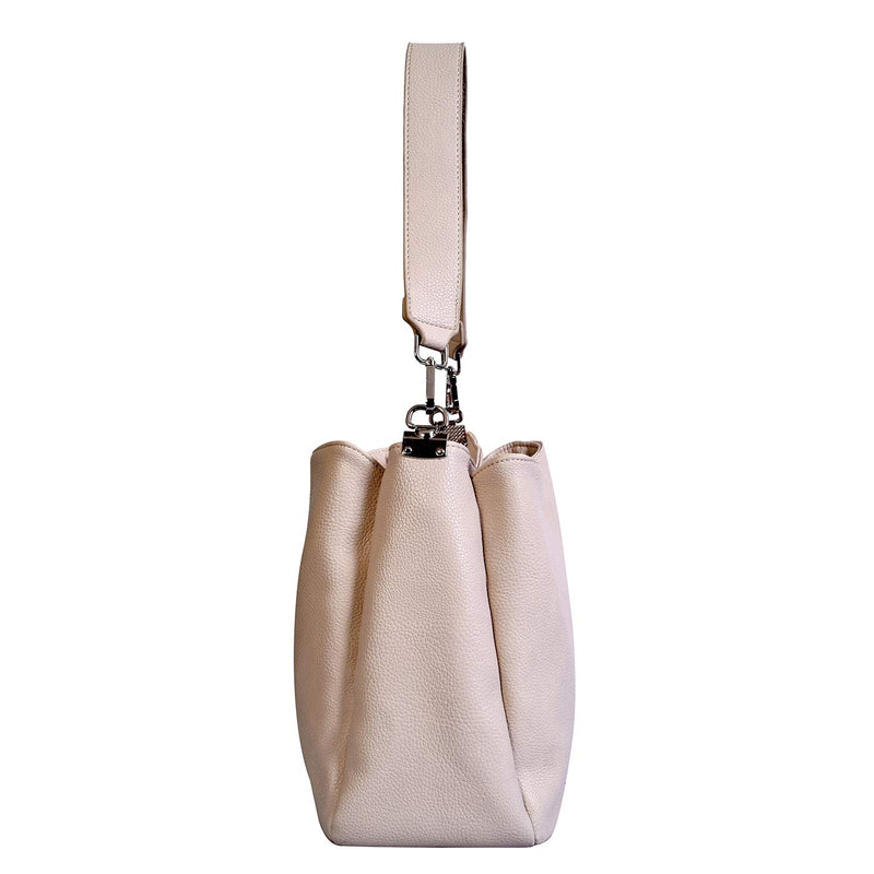 Lino Perros Womens OffWhite Synthetic Leather Hobo (OFFWHITE)