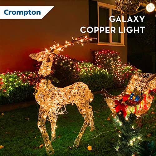 Crompton Galaxy Decoration Copper USB Powered String Fairy Lights with 100 Led Light (10 Meters, Warm White, Pack of 1)