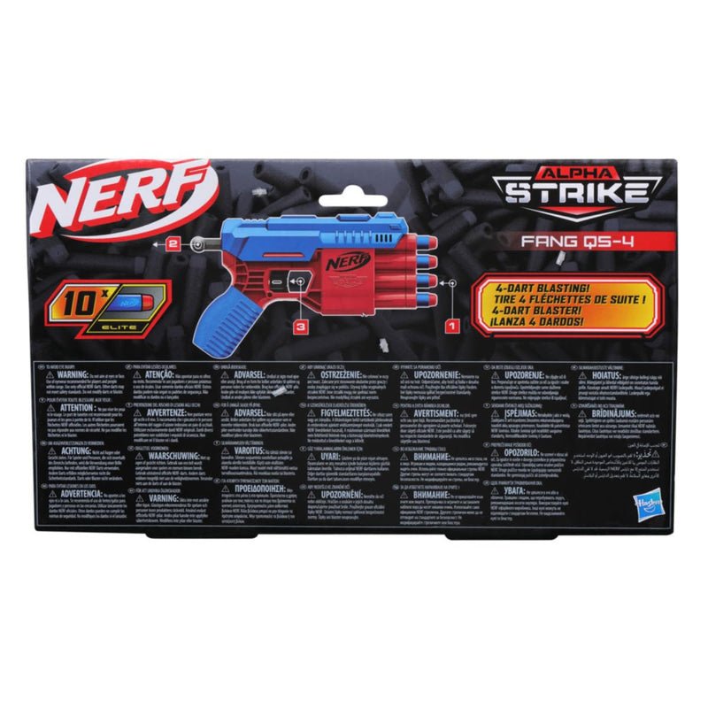 Nerf Alpha Strike Fang QS-4 Toy Blaster, Fire 4 Darts in a Row, 10 Nerf Darts, Christmas Gift Toys for Kids Teens and Adults, Christmas Toy for Boys, Birthday Gift Toy for Kids Ages 8+,Best Xmas Gift