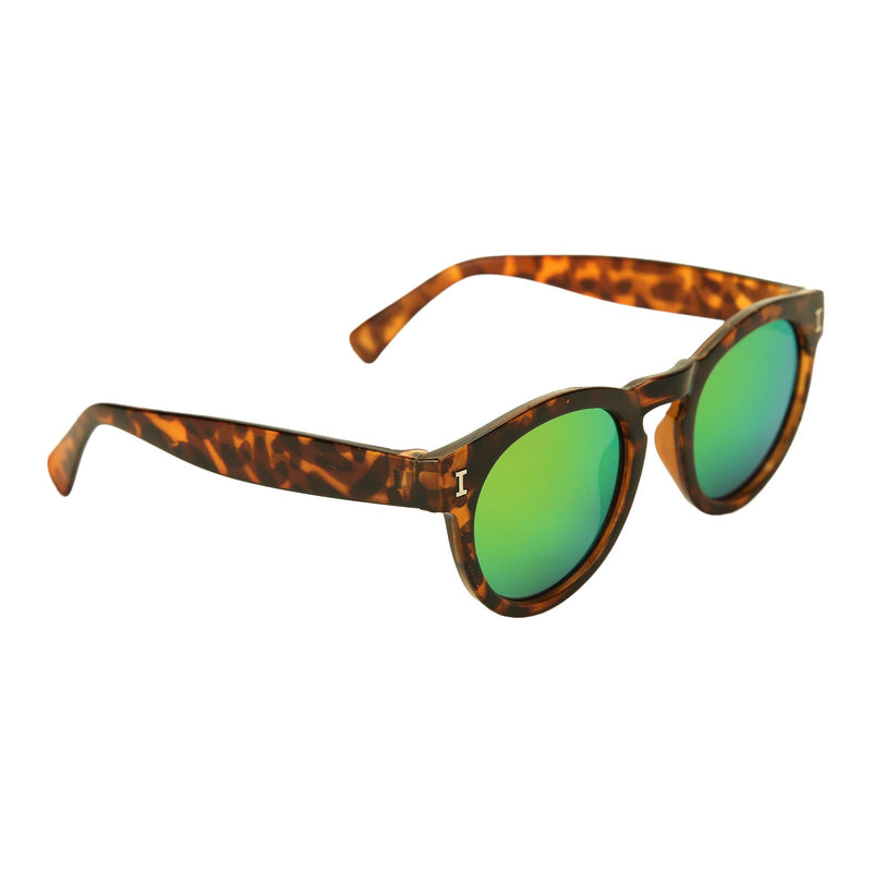 Amour Brown Full Framed Medium Sized with Yellow and Green Mirrored Lens Round Unisex Kid's Sunglasses (5-8 Years)