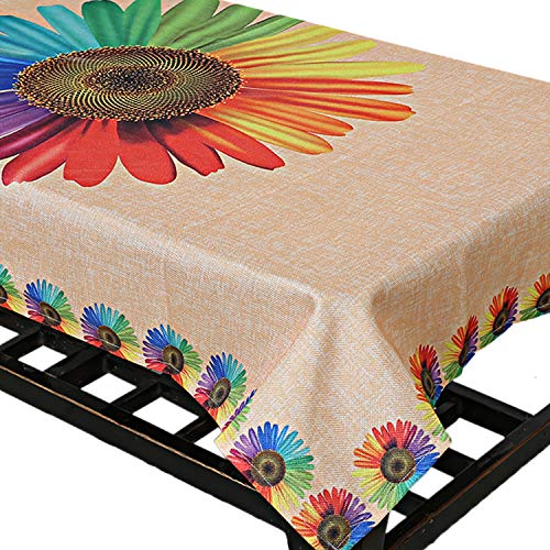 Kuber Industries Center Table Cover|Table Cover 4 Seater|Sun Flower Design|Jute Table Cloth (Gold)(Rectangular, Pack of 1)