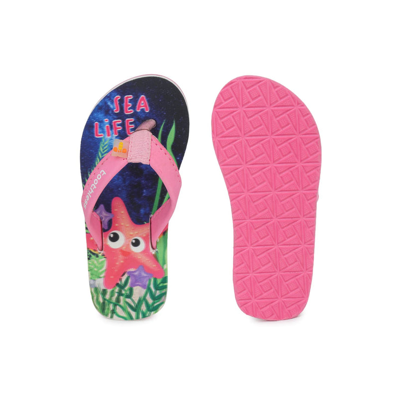 toothless Kids Girls Navy Pink Flip-Flops(TLPGFF4215-5-5.5Y)