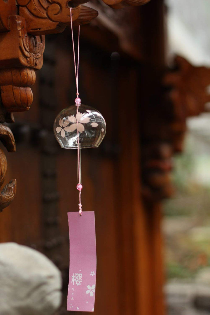 Geekmonkey Edo Japanese Wind Chimes | Wind Bells Cherry Blossom Wind Chimes Handmade Stained Glass Bells - Creative Home Accessories Gifts