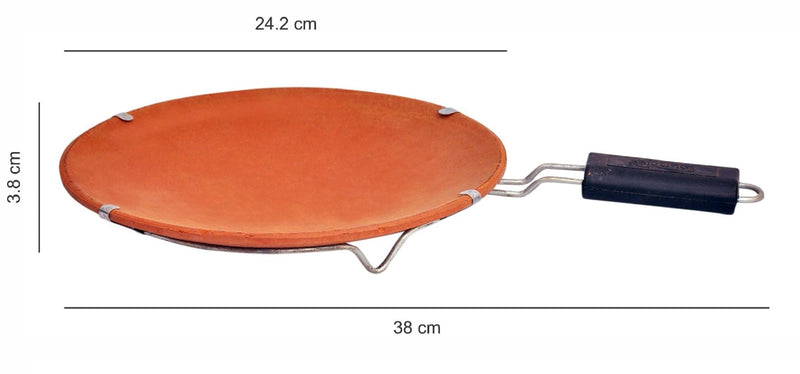 Vedic Amrit Tawa with Stand | Mitti Ke Tawa | Handmade Mitti Terracotta Clay Tawa for Making Roti/Chapatti (10 Inches)