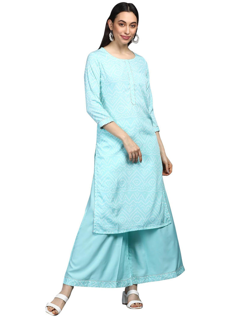 Vaamsi Women's Crepe Straight Regular Kurta Set (PKSET1002_XL_Blue X-Large)