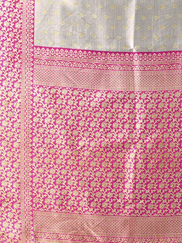 Satrani Women's Banarasi Silk Blend Saree (2438ST887_Dusty Grey)