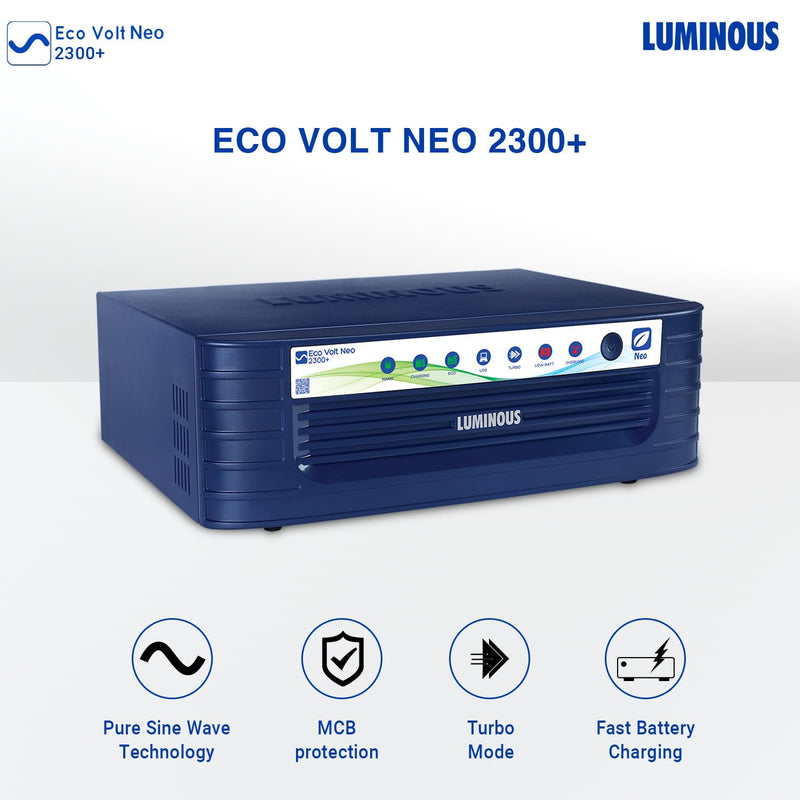 Luminous Inverter Eco Volt Neo 2300+ Sine Wave 2000VA/ 24V Inverter for Home, Office & Shops