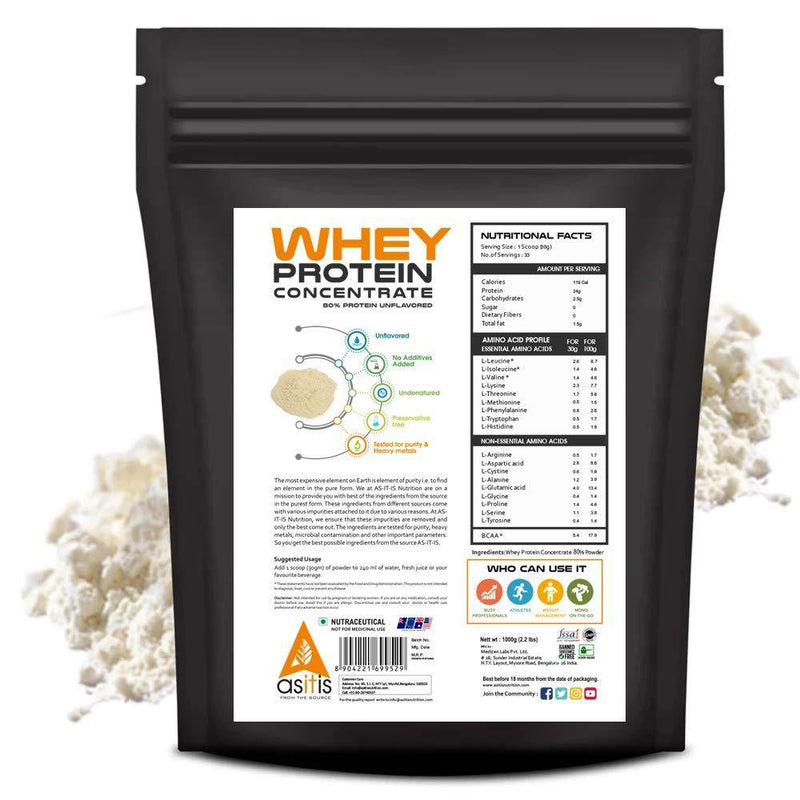 AS-IT-IS Nutrition Whey Protein Concentrate 80% | Unflavoured, tested for purity - Mall2Mart