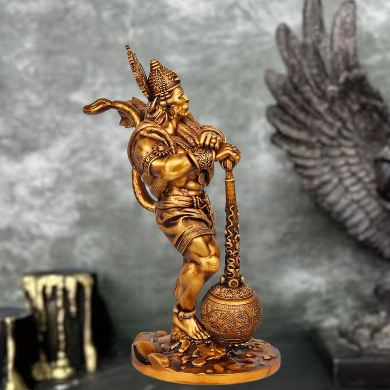 Nivish Bahubali Hanuman Ji Murti for Car Dashboard | Balaji Bajrangbali Idol for Pooja, Temple, Office|Home Décor Showpiece Gift for Housewarming, Anniversary | Golden 4.3 Inch (Resin)