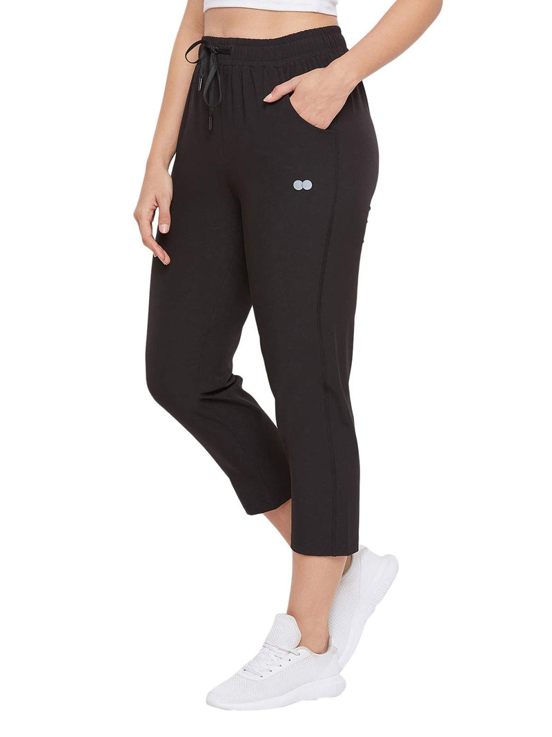 Clovia Women's Polyester Activewear Sports Tights with Pocket (AB0052P13_Black_L)