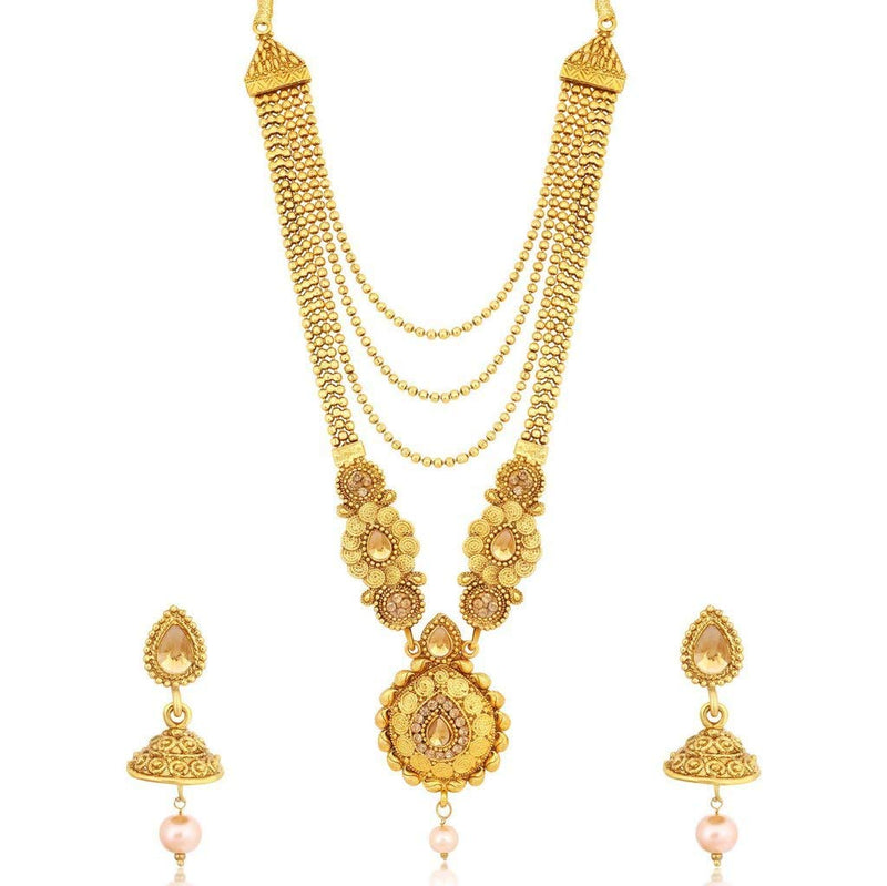 Sukkhi Ethnic Gold Plated Kundan Multi-String Set of 3 Necklace Combo for Women (SKR48716)