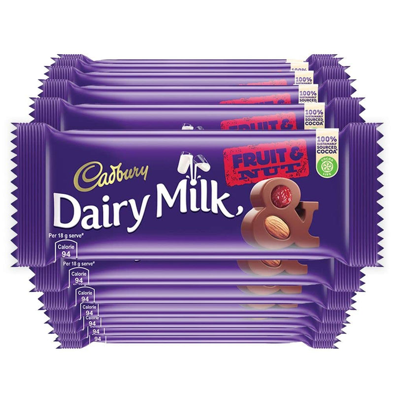 Cadbury Dairy Milk Fruit and Nut Chocolate Bar, 36 g (Pack of 12)