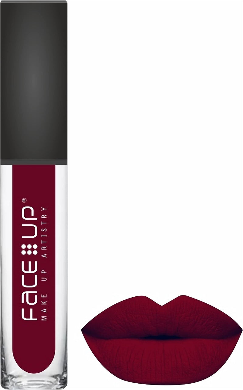 Face Up Moisturizing Non Transfer Long Lasting Maroon Liquid Lipstick Matte | Full Coverage | Waterproof | Shade - Maroon (M - 07)