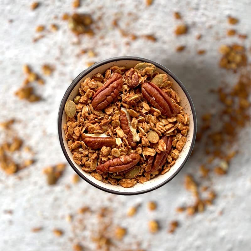 SnacQ Almond Butter with Pecans Granola - 250 Grams (Pack of 1) | Tasty, Healthy and Convenient Breakfast and Snack | High Protein, Gluten Free Granola | No Oil, No Artificial Sugar, No Preservatives