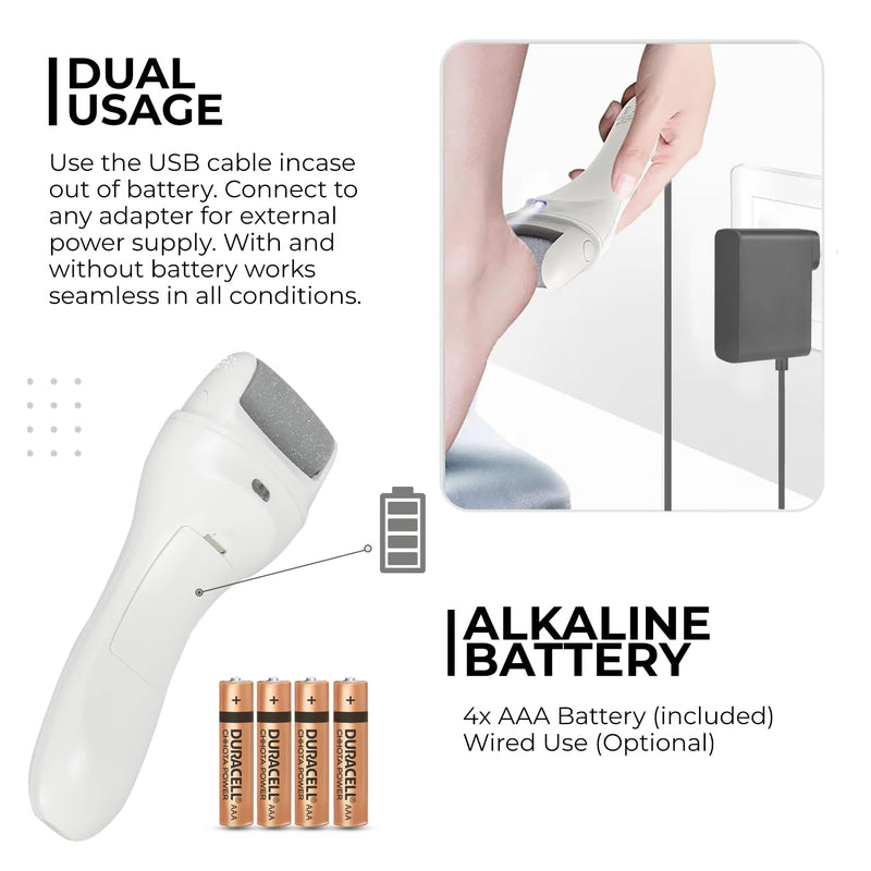 Vandelay (UK) CQR-FC650 Foot Callus and Dead Skin Removal Device | Home Pedicure Device for Feet Care | Batteries Included (White)