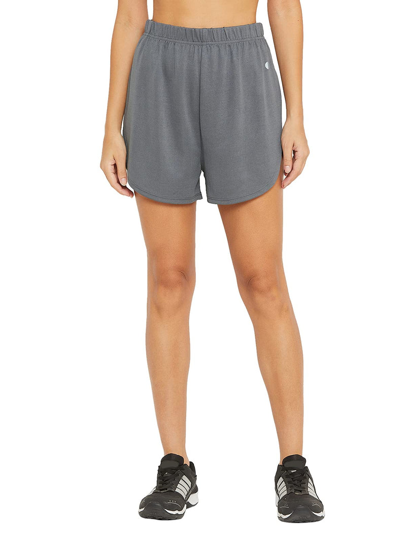 Clovia Women's Polyester Activewear Sports Shorts (AB0056P05_Grey_M)