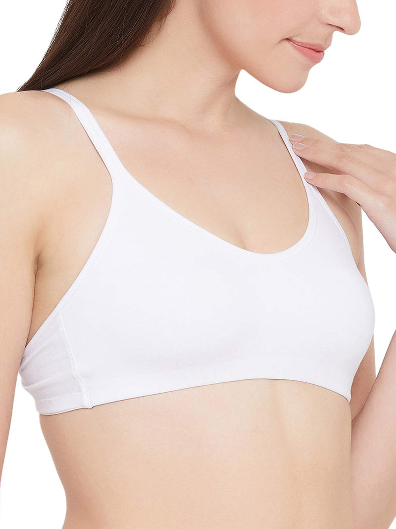 Clovia Women's Cotton Low Impact Padded Sports Bra (BR2179P18_White_38D)