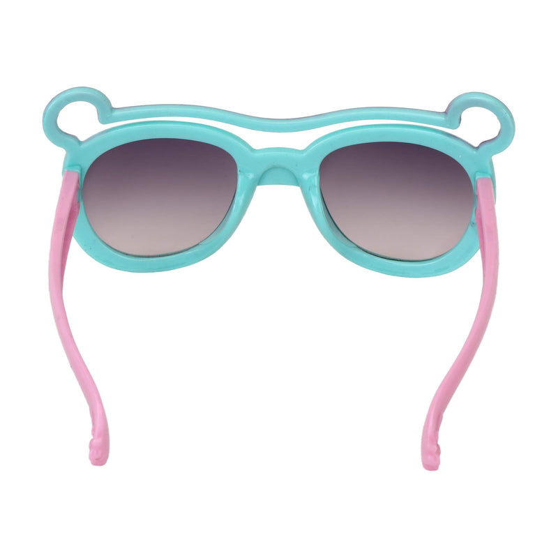 Amour Light Blue & Magenta Full Framed Bear Ears Medium Sized Unisex Cat Eye Sunglasses with Purple Gradient Lens for Kids (5-9 Years)