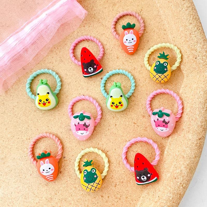 Baby Girls Toddlers With Cartoon Characters,animal,fruit Characters Stickers Fancy Design Elastic Bands Hair Accessories for kids (PACK OF 12 PCS (PACK OF 24 pcs (12 pairs))