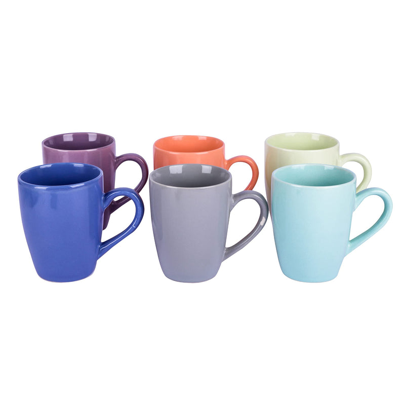 Anwaliya Edesia Series Coffee Mug - Ceramic Set of 6 (280ml) Handcrafted Design Tea Cups Set of 6 Stackable, Chip Resistant, with Handles Large Serving Coffee Cup, Elsa (Color May Vary)