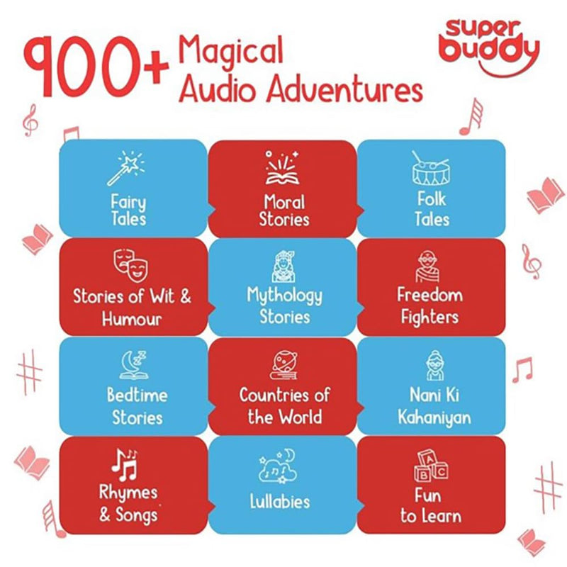 SuperBuddy Curio (Dino) Kids Speaker- 900+ Stories, Rhymes, Audiobooks- Electronic Educational and Learning Toy with Voice Recording, Bluetooth and USB, Birthday Gift for Kids Boys and Girls Age 3+