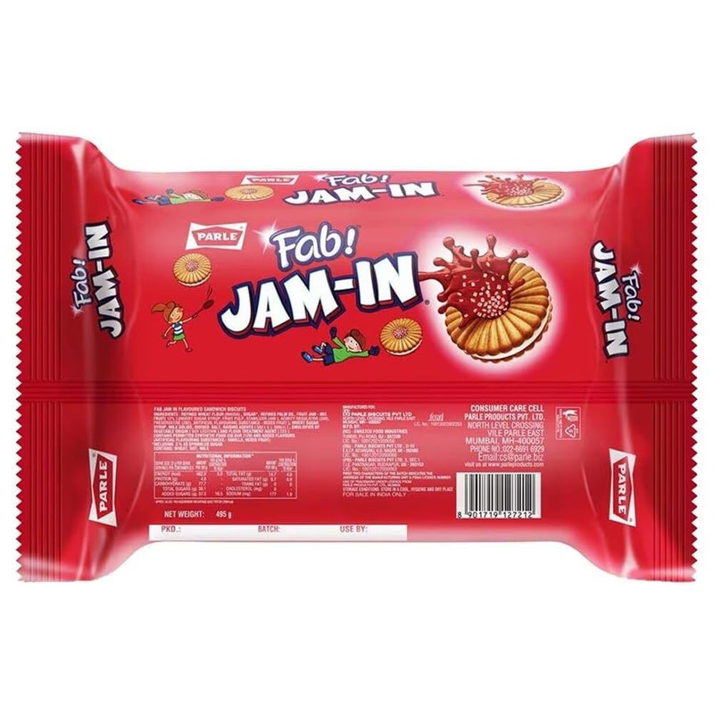 Parle Fab Jam-In Mixed Fruit Sandwich Biscuits, 495g