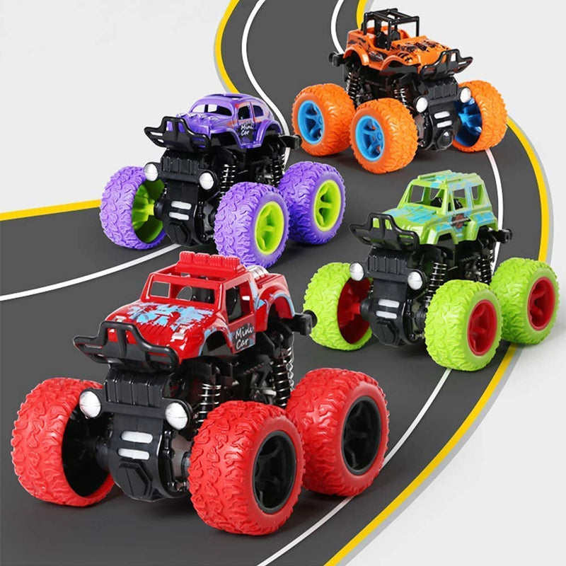 Supreme Deals Mini Monster Truck Friction Powered Cars Toys, 360 Degree Stunt 4wd Cars Push go Truck for Toddlers Kids Gift ( Pack of 2 Car ) ( Multi-Color )