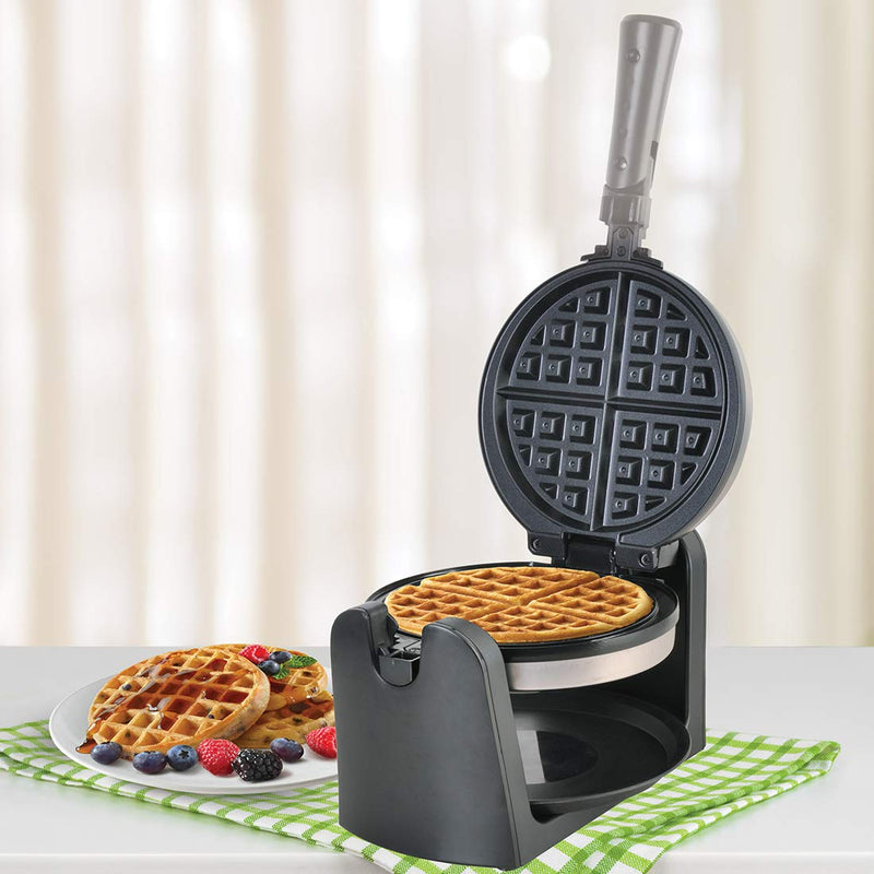 Wonderchef 1000 Watt Belgian Waffle Maker | Non-Stick Plates| Adjustable Temperature Control | Stainless Steel Body | 180 Degree Rotating Function for Uniform Baking | 1 Year Warranty | Steel & Black