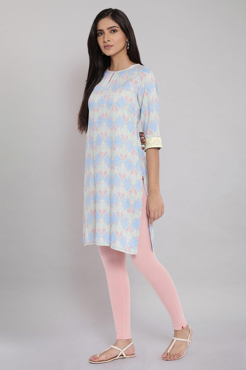 W for Woman Blue Printed Kurta_21AUW17168-117887_2XL