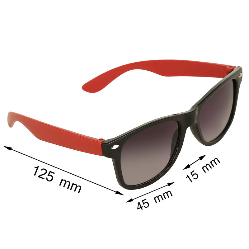 AMOUR Red & Black Full Frame Sunglasses with Black Lens for Kids with Case (5 to 8 Years)