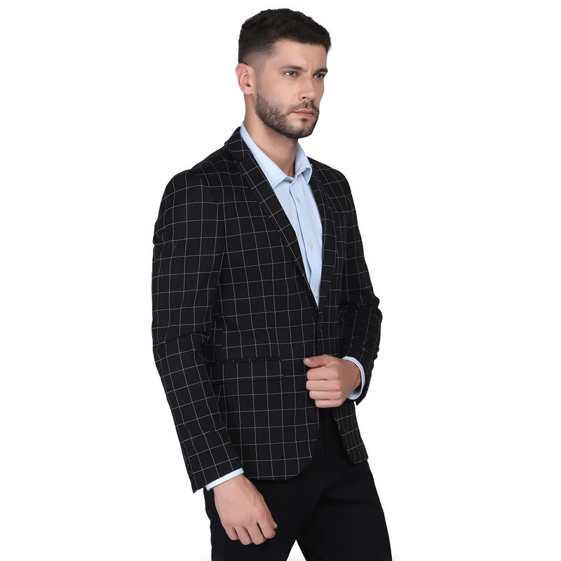 blackberrys Checks Polyester Slim Fit Mens Work Wear Suit (Black, Size_40)