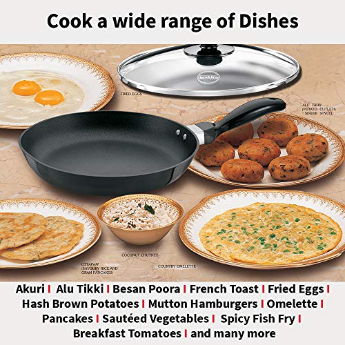 Hawkins Futura 26 cm Frying Pan, Non Stick Fry Pan with Glass Lid, Frypan, Black (NF26G)