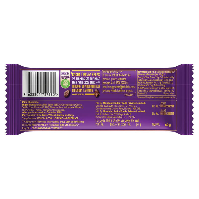 Cadbury Dairy Milk Silk Chocolate Bar, 60 g