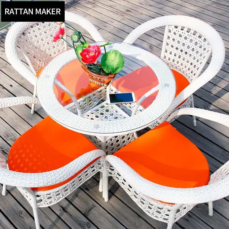 City Outdoor 4+1 Garden Living Outdoor Indoor Patio Furniture Sets Rattan Chair Patio Set Wicker Conversation Set Poolside Lawn Chairs Swing Area Balcony Outdoor Garden Furniture (White Orrange)