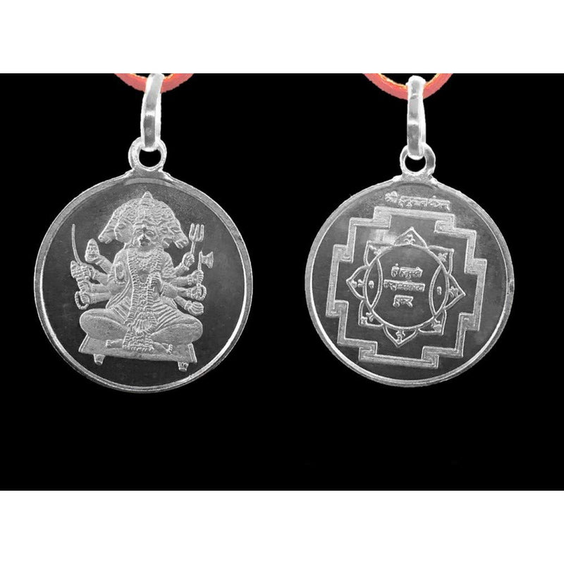 Vishaka Arts Panchmukhi Hanuman Yantra Pendant In Pure Silver 999 Blessed And Energized Locket