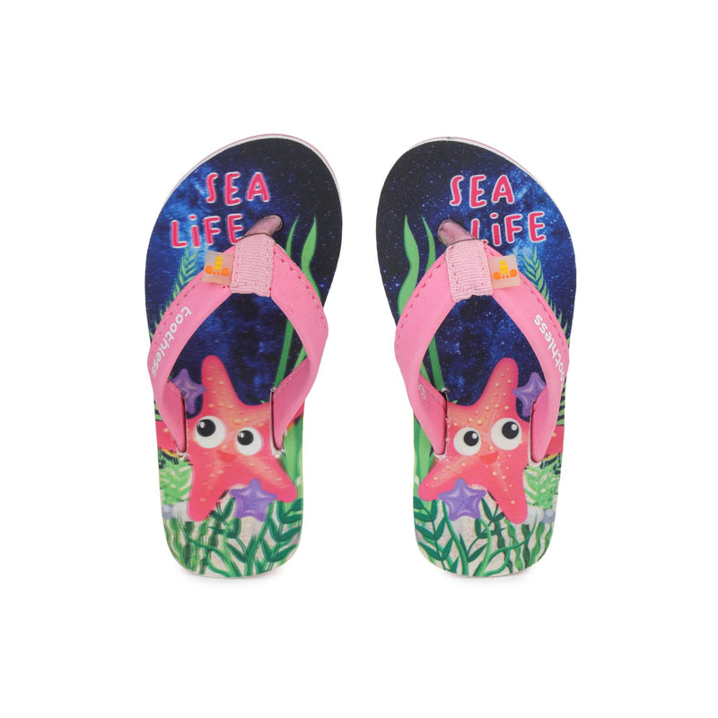 toothless Kids Girls Navy Pink Flip-Flops(TLPGFF4215-5-5.5Y)