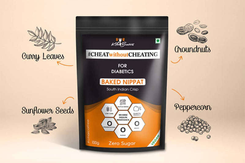 Kilobeaters Diabetics Friendly & Fitness Enthusiasts Vegan, No Preservative, Zero Grain & Zero Sugar South Indian Baked Nippat - (100 gm, Pack of 3)