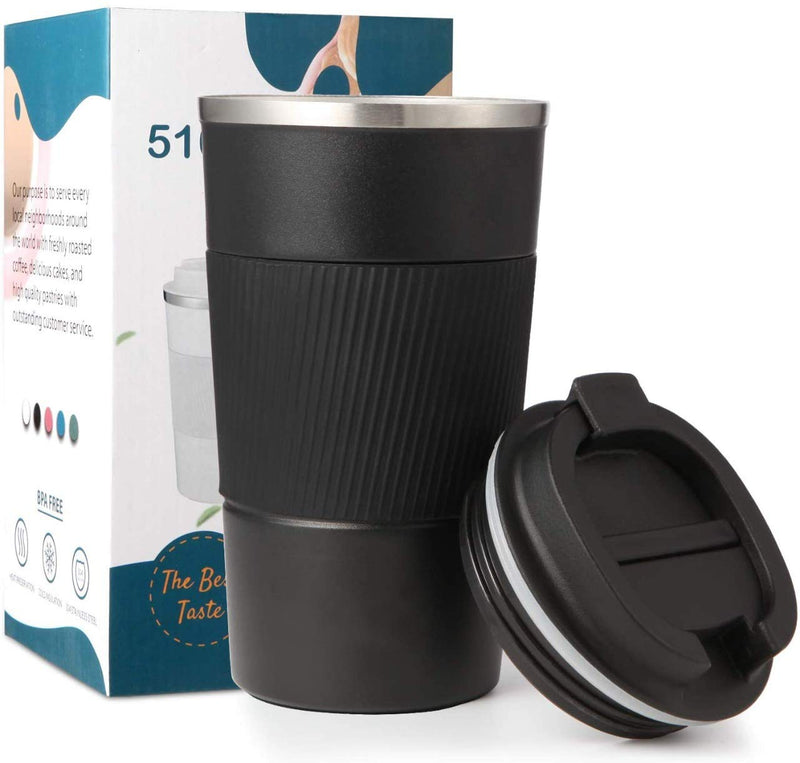 Bhaguji Stainless Steel Coffee Tumbler - Black, 510ml