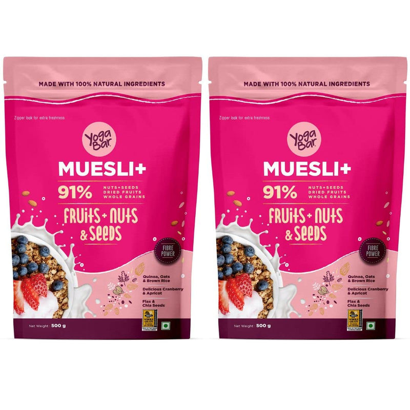 Yogabar Fruit and Nut Muesli 1kg | Muesli with 29% Fruits, Nuts and Seeds | Wholegrains, No Preservatives