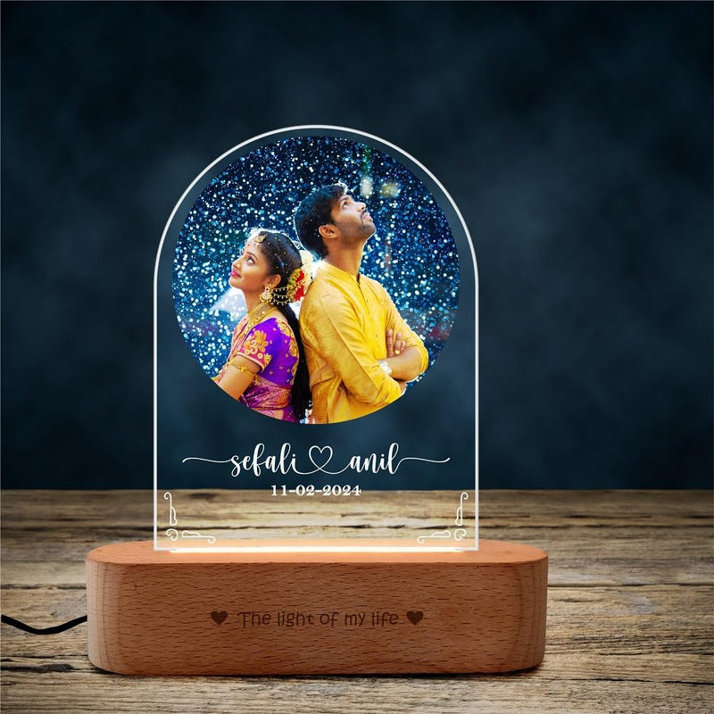 ZOCI VOCI Anniversary Gift for Couple Special Personalized - LED Photo Frame | Customized Birthday Gift For Wife & Husband | Photo Lamps (Full Moon)