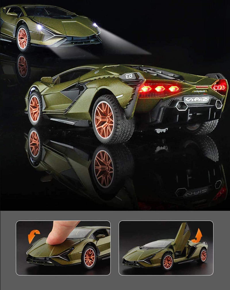 VARIYA ENTERPRISE Alloy Metal Pull Back Diecast Car Scale Model Metal Pullback Toy Car with Openable Doors & Light, Music for Gift,Party Decorations Toy (Lamborghini MILETRY)