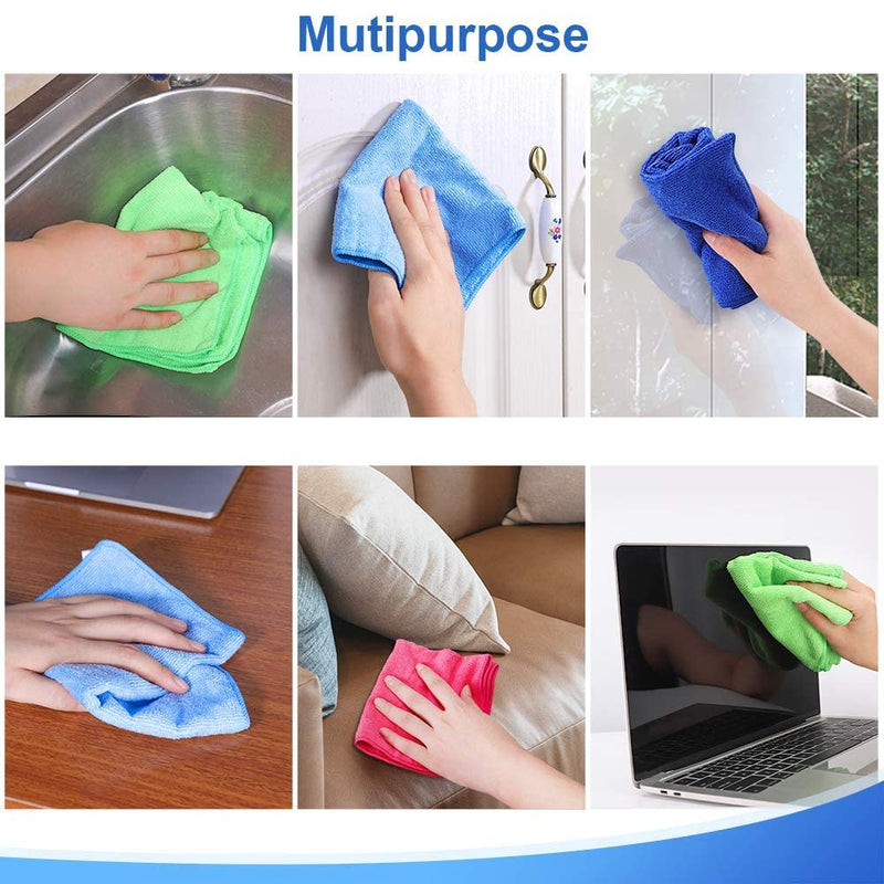 Premium Microfiber Cleaning Cloths - Highly Absorbent Micro Fiber Cleaning Towels, Wash Clothes, Size: 40" x 40" Cms - Especially for Kitchen, Home, Car, Bike (Pack of 06 PCS)