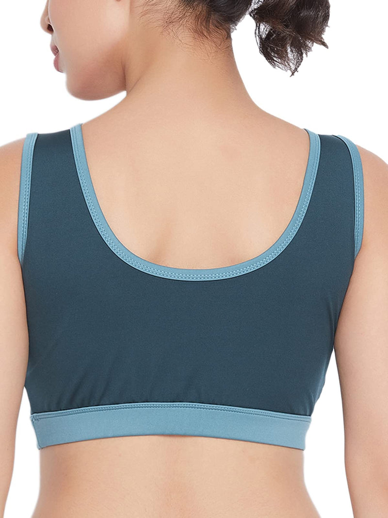 Clovia Women's Medium Impact Padded Wirefree Sports Bra (BR2321P36_Teal_L)