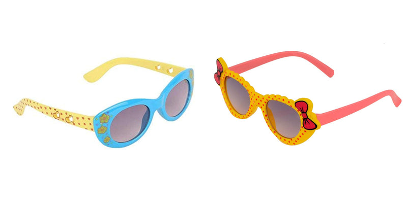 SHOP FRENZY kids fancy UV protected sunglass combo Blue, yellow with case (3-10 years)