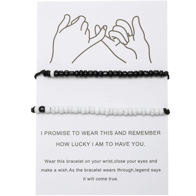 WILLBOND Pinky Couple Distance Matching Promise Friendship Bohemia Bracelet for College High School Graduate 2022 Graduation - 2 Piece For Women