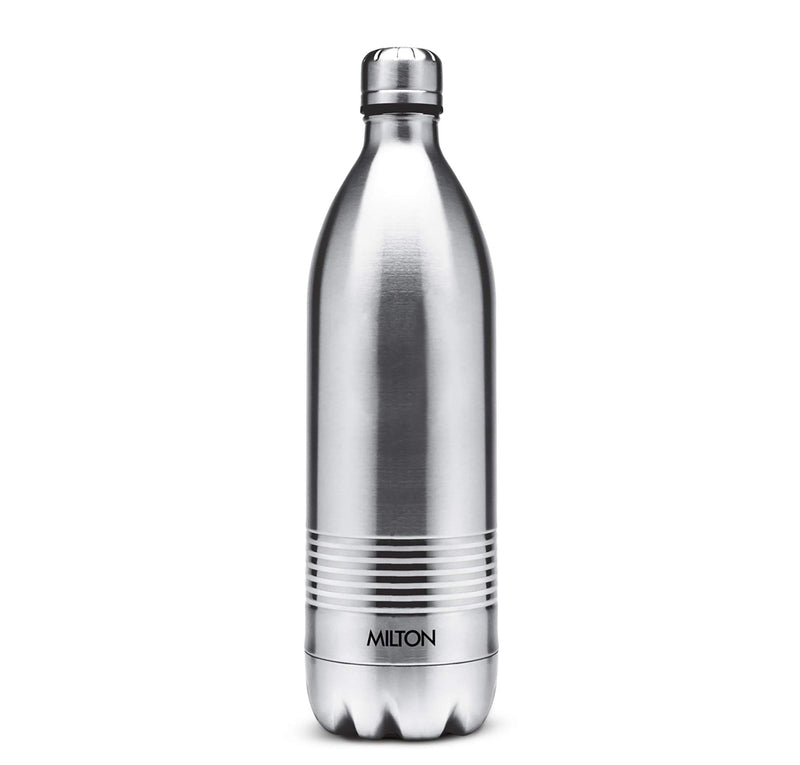 Milton Duo DLX 1000 Thermosteel 24 Hours Hot and Cold Water Bottle, 1 Piece, 1 Litre, Silver | Leak Proof | Office Bottle | Gym | Home | Kitchen | Hiking | Trekking | Travel Bottle