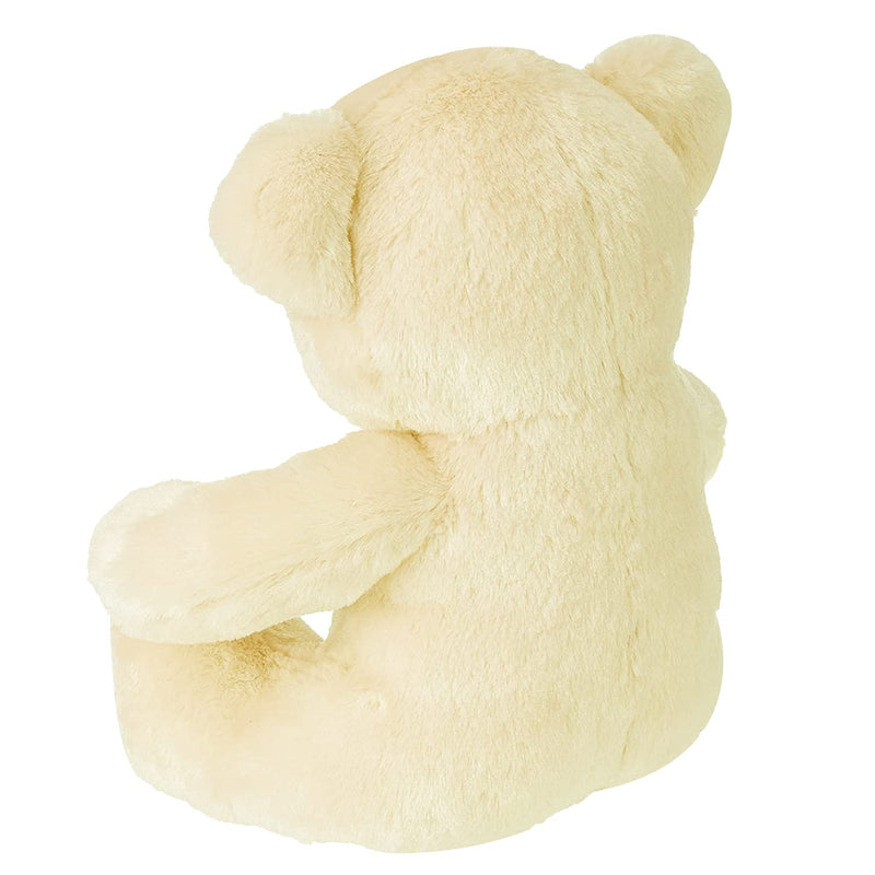 Webby Plush Cute Sitting Teddy Bear Soft Toys with Neck Bow and Foot Print, Beige 35 cm